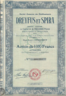 Delcampe - ETABLISSEMENT DREYFUS ET SPIRA - INGERSHEIM  -68 FABICATIONI APPAREILLAGE ELECTRIQU- ACTION DE 1000 FRS  - ANNEE 1927 - - Industrie