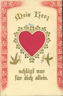 Delcampe - 13815933 - Stabile Kartonkarte Gepolstertes Herz Mit Echter Seide Bezogen - Sonstige & Ohne Zuordnung