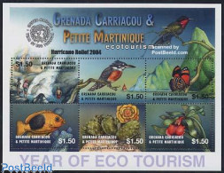 Delcampe - Grenada Grenadines 2002 Eco Tourism 6v M/s, Mint NH, Nature - Various - Birds - Butterflies - Fish - Orchids - Water, .. - Fische