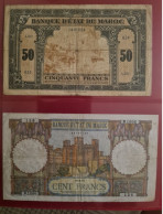 Delcampe - Billets Maroc// Un Lot De 2 Billet Du MAROC .UN DE De 50 Francs  En Mauvais état Et Un De 100 Francs En Mauvais Etat - Maroc