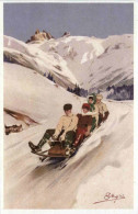 Delcampe - Bob - Künstlerkarte Magrini - Repro - Wintersport