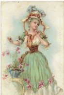 Delcampe - Jeune Fille - La Marguerite - Carte Publicitaire - Au Col Anglais - Mode