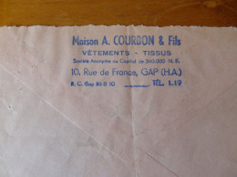 Delcampe - Cachet D'identification Maison A. COURBON & Fils Vêtements Tissus Rue De France Gap - Gebührenstempel, Impoststempel