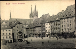 Delcampe - CPA Cheb Eger Region Karlsbad, Unterer Marktplatz, Apotheke, Geschäftshäuser - Tsjechië