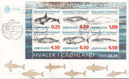Delcampe - GRÖNLAND  Block 10 FDC, Wale, 1996 - Blocks & Kleinbögen