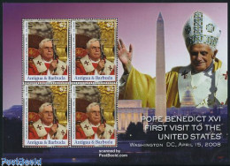 Delcampe - Antigua & Barbuda 2008 Pope Visit To United States M/s (with 4 Stamps), Mint NH - Antigua E Barbuda (1981-...)