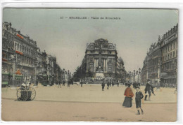 Delcampe - Bruxelles Brussel Place De Brouckère Plein Tram 1908 Edition Grand Bazar Anspach N° 27 - Plätze