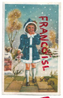 Delcampe - Jeune Fille En Manteau Bleu, Cadeaux , Décor Enneigé:" Bonne Année " Par M.J. Verten (?) - Neujahr