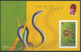 Delcampe - Hongkong 2001 Chin. Neujahr Jahr Der Schlange Block 86 Postfrisch (C8563) - Blocks & Kleinbögen
