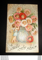 Delcampe - ANGES - S05768 - Bouquet De Fleurs Avec Des Têtes D'anges - Paillettes - Faites Votre Choix - Vase - - Engel
