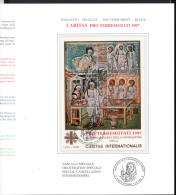 Delcampe - Vatican 1997 Caritas Com. Folder With Michel Block 12 With Special 1997 Cancellation - Lettres & Documents