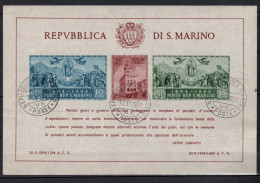 Delcampe - San Marino 1945 Michel Block 4B 50 Years Of The Government Palace S/s Imperf. CTO - Gebraucht