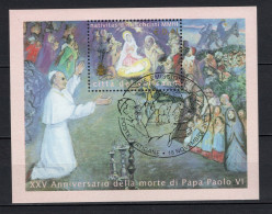 Delcampe - Vatican 2003 Michel Block 24 Christmas, 25th Death Anniv. Of Pope Paul VI S/s With First Day Cancellation - Gebraucht