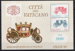 Delcampe - Vatican 1985 Michel Block 8 International Stamp Exhibition ITALIA ’85, Cars S/s MNH - Neufs