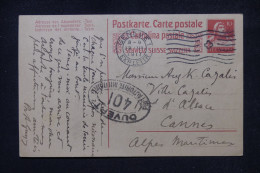 Delcampe - SUISSE - Entier Postal Sur Carte De Genève Pour Cannes En 1917 Avec Contrôle Postal - L 177319 - Entiers Postaux
