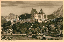 Delcampe - Fuessen Allgaeu Hohes Schloss Allgaeuer Alpen Kuenstlerkarte - Füssen