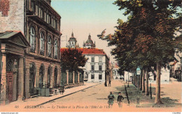 Delcampe - 61 - ARGENTAN - S35040 - Le Théâtre Et La Place De L'Hôtel De Ville - Argentan