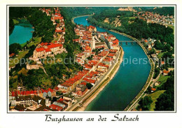 Delcampe - Burghausen Salzach Fliegeraufnahme Mit Schloss - Burghausen