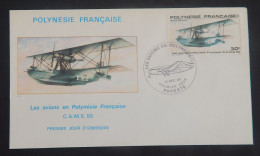 Delcampe - POLYNESIE FDC YT PA 158 "AVION C.A.M.S 55" ANNEE 1980 RABAT COLLE AU VERSO - FDC