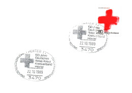 Delcampe - ALLEMAGNE - CARTE - 1989 - CROIX ROUGE -  Cachet 100 Jahre Deutsches Rotes Kreuz Kreisverband Höxter - Croix-Rouge