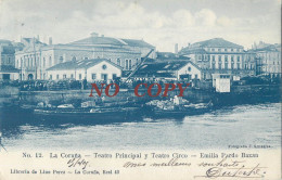 Delcampe - LA CORUNA TEATRO PRINCIPAL Y TEATRO CIRCO EMILIA PARDO BAZAN ESPAGNE ESPANA - La Coruña