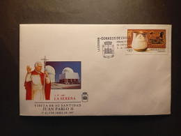 Delcampe - Chili - Enveloppe FDC Avec Timbre Et Cachet Postal Commémorant La Visite Du Pape Jean-Paul II (1987) - Christentum
