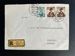 Delcampe - AUSTRIA 1959 REGISTERED LETTER LINZ TO GENEVE 02-03-1959 OOSTENRIJK OSTERREICH EINSCHREIBEN - Storia Postale