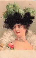 Delcampe - FANTAISIE - A Système - Femme - Cheveux - Mode - Collier - Perle - Coiffe - Fourrure  - Carte Postale Ancienne - A Systèmes