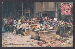 Delcampe - Postcard, France, Paris, Les Halles, Flower Pavilion - Marchands Ambulants