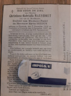 Delcampe - D.P. - Christiane-Gabrielle Maenhout Dochter Van Maria Decock - Oostende 1936 - 1947 - Todesanzeige