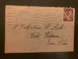 Delcampe - PETITE LETTRE TP IRIS 2F OBL.MEC.25 III 45 CHARTRES GARE (28) - 1939-44 Iris