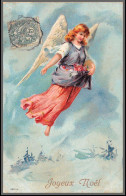 Delcampe - 49511 N°111 Blanc Joyeux Noel Maison Laffitte Convoyeur 1905 France Ange Anges Angelot Carte Maximum Gaufrée Embossée - ...-1929