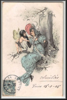 Delcampe - 49494 N°111 Blanc 1905 Paris France Ange Et Femme Angelot Carte Maximum Card - ...-1929