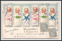 Delcampe - 49448 N°111 Blanc Revel 1905 France Carte Postale Repopolation à Mr Piot Timbres Gaufrée Embossée Enfants Childs - 1900-29 Blanc