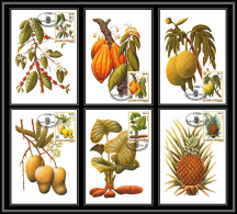 Delcampe - 5851 Carte Maximum Card S Tome E Principe Mi N°744/749 Fruits Fruts 1981 Ananas Café Cacao Mangue Fdc Coffee - Frutas