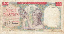 Delcampe - INDOCHINE - 20 Piastres - 1949 - Alph. T.1815 - P.081 - Indochine