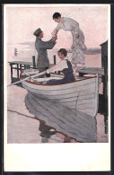 Delcampe - Künstler-AK Brynolf Wennerberg: Heimaturlaub, Soldat Hilft Einer Frau Ins Boot - Wennerberg, B.