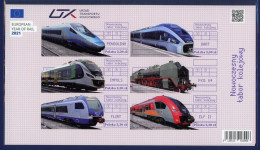 Delcampe - Poland 2021. Railway. Trains. Locomotives. Imperforated Souvenir Sheet. MNH - Blocs & Hojas