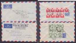 Delcampe - MiNr 143, 145, 173, 2x MiF Mit 10 Werten, Bedarfs-Luftpost Nach Deutschland - Myanmar (Burma 1948-...)