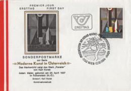 Delcampe - Austria Osterreich 1984 FDC Modern Art Moderne Kunst Window, Fenster, Gemälde Von Karl Korab, Canceled In Wien - FDC