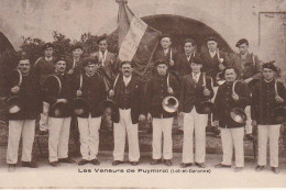 Delcampe - CE 29-(47) LES VENEURS DE PUYMIROL - COR DE CHASSE  - BANNIERE VENEURS DE PUYMIROL 1908- 2 SCANS - Jacht