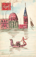 Delcampe - Collage De Timbres * CPA Système De Timbre Collé Stamp Stamps Illustrateur * Venise Venezia Italia Gondole * 1909 - Postzegels (afbeeldingen)