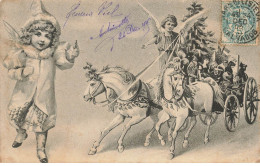 Delcampe - ANGE #25960 ANGELOT SUR UN ATTELAGE A CHEVAUX REMPLIT DE JOUET NOEL - Engel