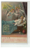 Delcampe - ANGE #17448 ANGELOT FEMME CHRETIENNE SUR SON LIT DE MORT CROIX RELIGION CHRIST TIMBRE LUXEMBOURG VIANDEN - Engel