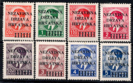 Delcampe - ** 1941, Freimarken Von Jugoslawien Mit Aufdruck, Kompletter Satz Aus 8 Werten, Postfrisch, Mi. 1/8 / 120,- - Croazia