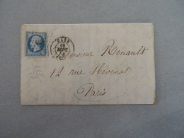 Delcampe - EMPIRE NON DENTELE 14 SUR LETTRE DE CAEN A PARIS DU 19 SEPTEMBRE 1854 (PETIT CHIFFRE 578) - Manuscrits