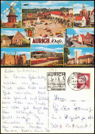 Delcampe - Aurich-Leer (Ostfriesland) Mehrbild-AK U.a. Mühle Jugendherberge Rathaus 1981 - Aurich