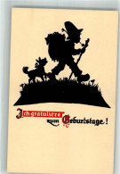 Delcampe - 38170380 - Sign. Kocher H. Scherenschnitt Wanderer Hund - Geburtstag