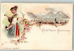 Delcampe - 6460 Altdorf UR Lithographie Tracht Frau Grus Aus - 13572966 - Altdorf