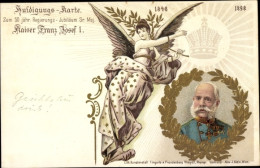 Delcampe - Gaufré Lithographie Kaiser Franz Joseph I., 50jh Regierungsjubiläum 1898 - Königshäuser